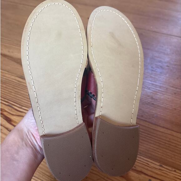 Jack Rogers Navajo red black leather thong heel sandals SIZE 7 - Picture 4 of 5